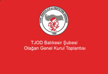 TJOD Balıkesir Şubesi Olağan Genel Kurul Toplantısı | 23 Haziran 2021
